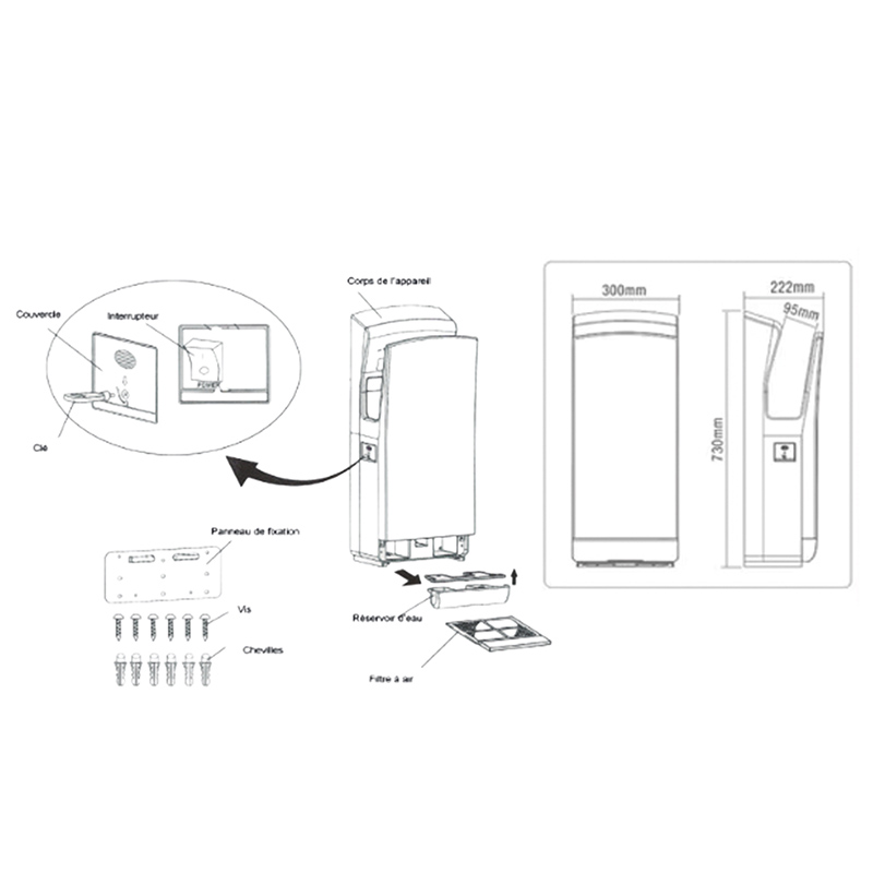 Sèche-mains Turbo en Inox Laqué