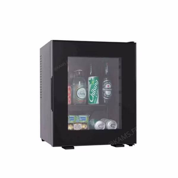 BAVARIA_Minibar_26litres_Porte-vitree Minibar BAVARIA à porte vitrée. Refroidissement thermoélectrique silencieux pour hôtels et prescription design