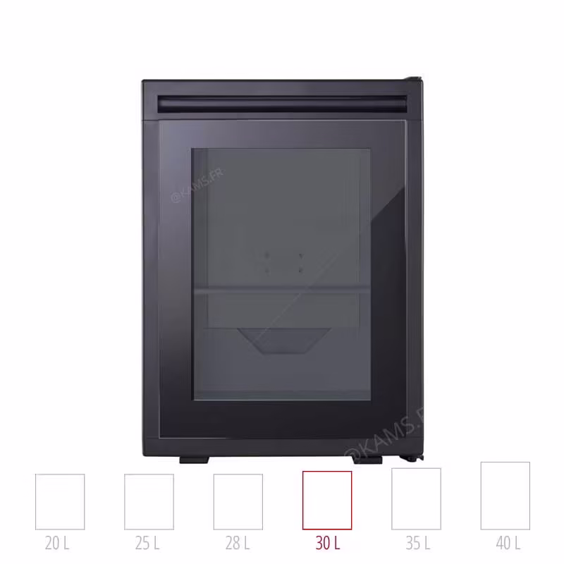 Minibar BAVARIA à porte vitrée. Refroidissement thermoélectrique silencieux pour hôtels et prescription design