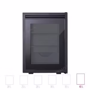 Minibar BAVARIA à porte vitrée. Refroidissement thermoélectrique silencieux pour hôtels et prescription design