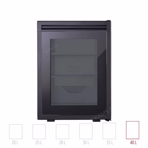 BAVARIA_Minibar_40litres_Cuve-noire_Porte-vitree Minibar BAVARIA à porte vitrée. Refroidissement thermoélectrique silencieux pour hôtels et prescription design