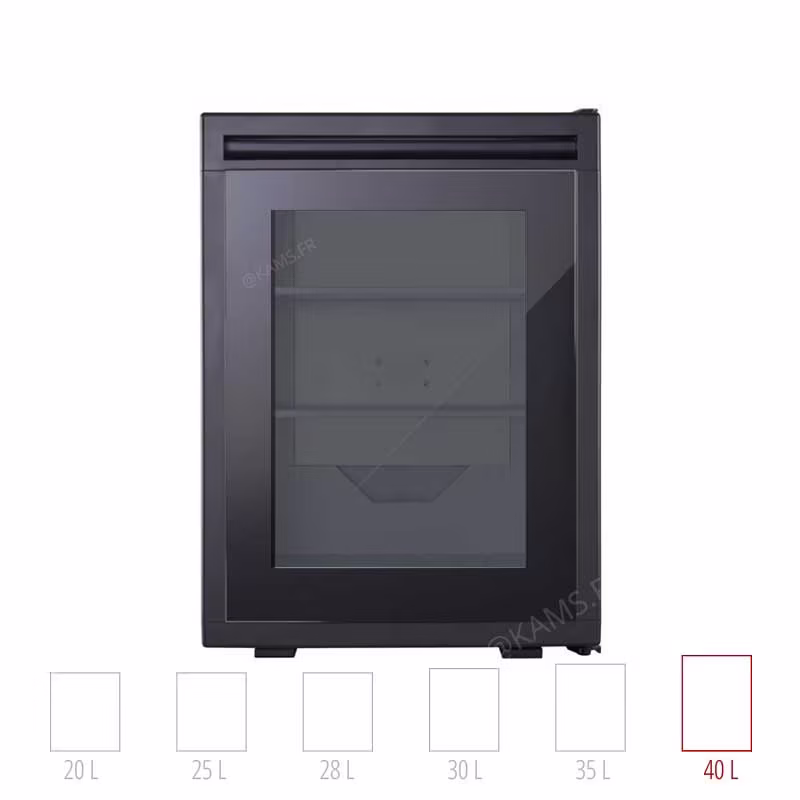 Minibar BAVARIA à porte vitrée. Refroidissement thermoélectrique silencieux pour hôtels et prescription design
