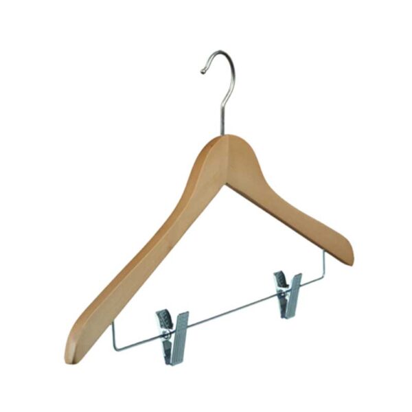 Cintres en bois de hêtre, largeur 43 cm, usage hôtelier haut de gamme