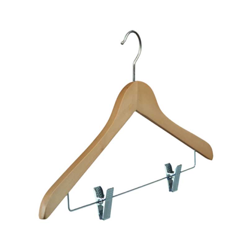 Cintres en bois de hêtre, largeur 43 cm, usage hôtelier haut de gamme