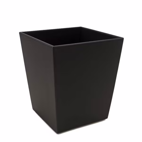 Corbeille carrée haut de gamme en simili cuir avec compartiments pour tri sélectif, design élégant pour chambres d'hôtel premium