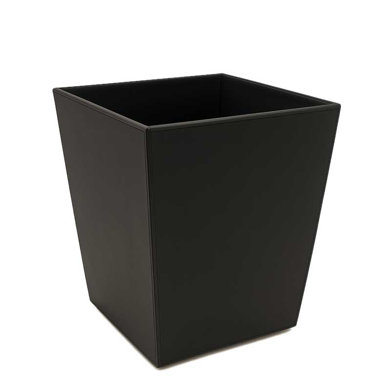 Corbeille carrée haut de gamme en simili cuir avec compartiments pour tri sélectif, design élégant pour chambres d'hôtel premium