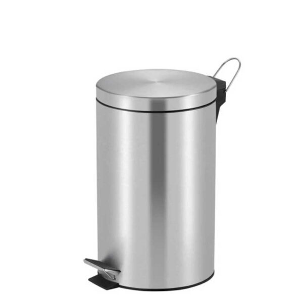 Poubelle de salle de bain inox mat avec pédale – 12 litres – usage hôtelier