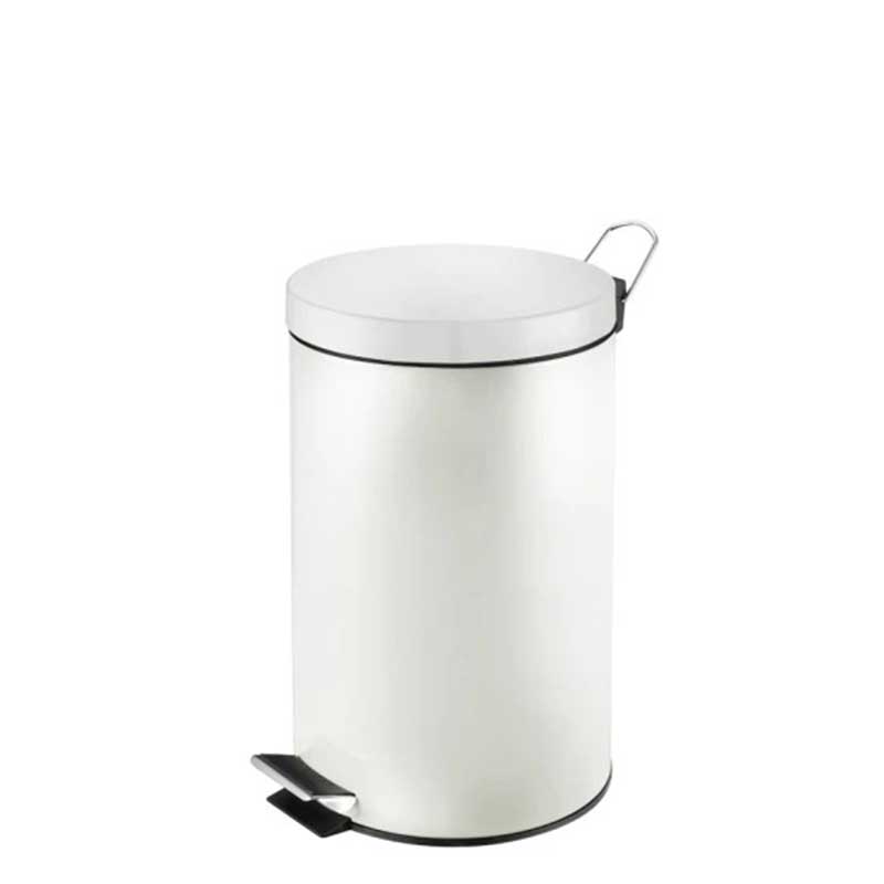 Poubelle de salle de bain blanche 12 litres avec pédale et couvercle – modèle hôtel