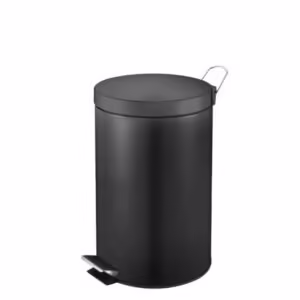 Poubelle de salle de bain noire mate 12 litres avec pédale – modèle pour hôtels