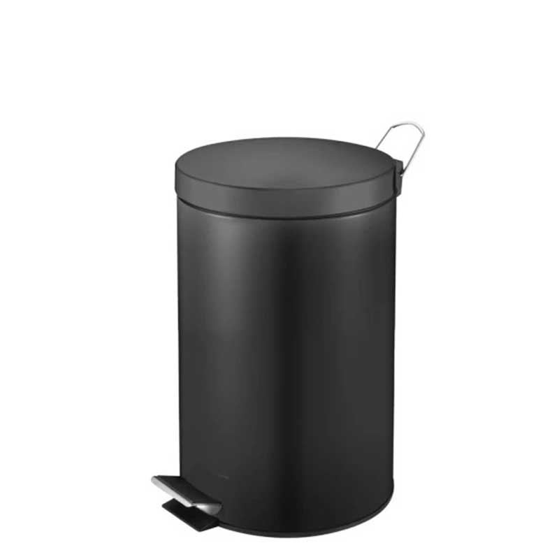 Poubelle de salle de bain noire mate 12 litres avec pédale – modèle pour hôtels
