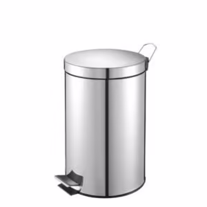 Poubelle chromée à pédale 12 litres – poli brillant – salle de bain d’hôtel