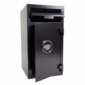 Coffre-fort de dépôt de fonds grand format avec clavier électronique sécurisé, conçu pour la collecte et le stockage en toute sécurité.