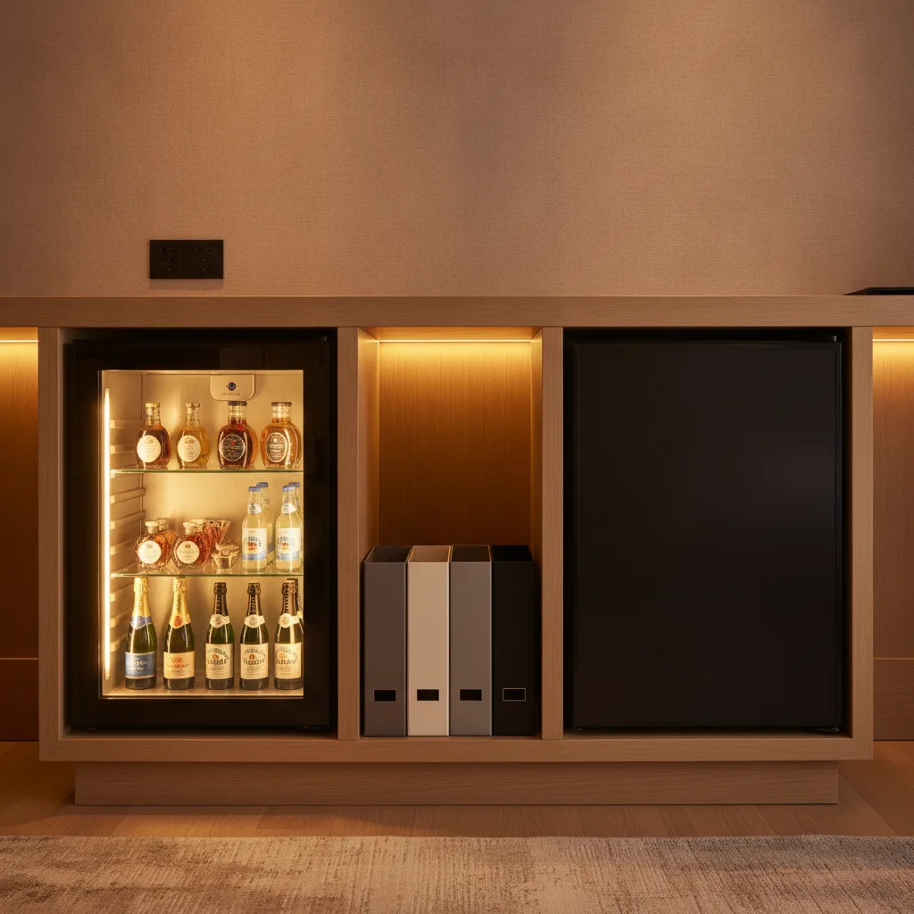 Minibar porte vitrée ou opaque, que choisir en hôtel - minibar porte vitree opaque