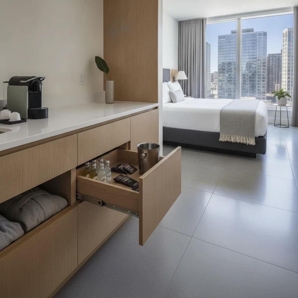 minibar tiroir encastrable hôtel