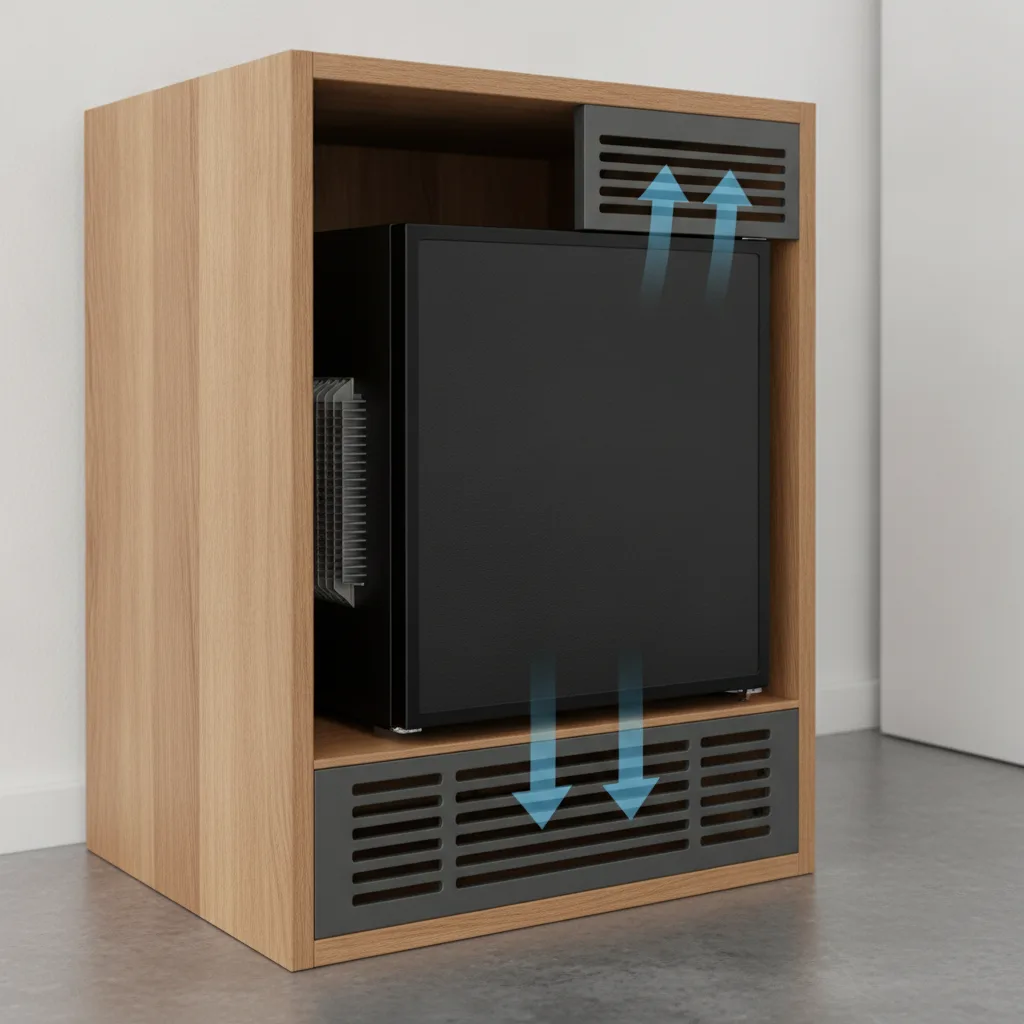 ventilation minibar encastré meuble